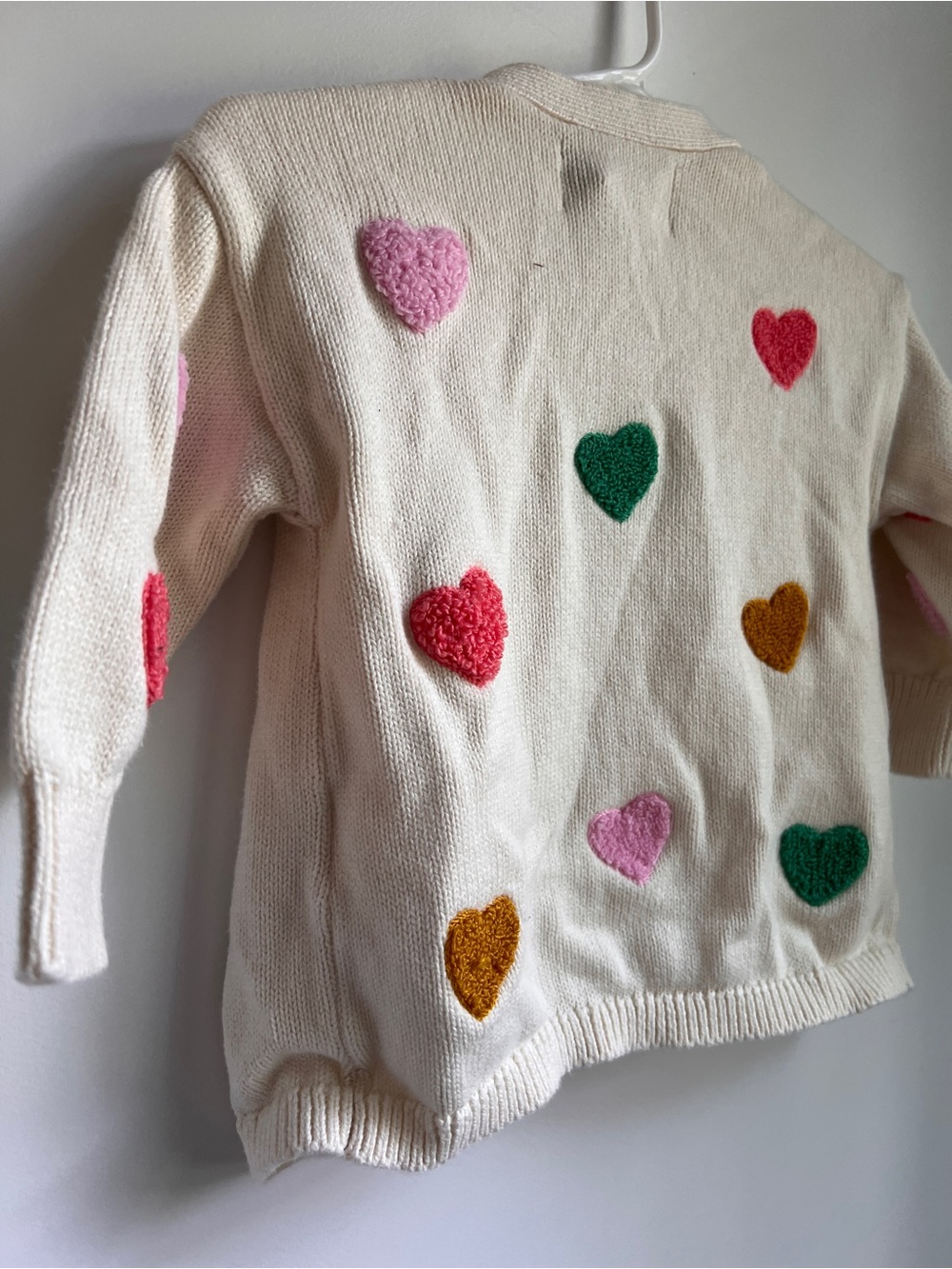 Old Navy Girls Heart Knit Cardigan Sweater Cream Multicolor 12-18M